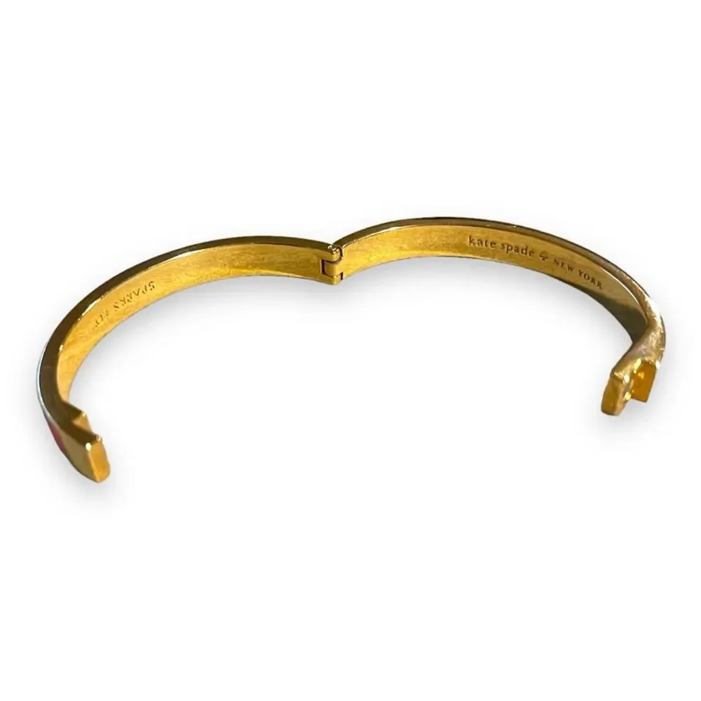 Kate Spade New York Sparks Fly Enamel Bangle Bracelet Coral Gold Tone - Picture 5 of 7